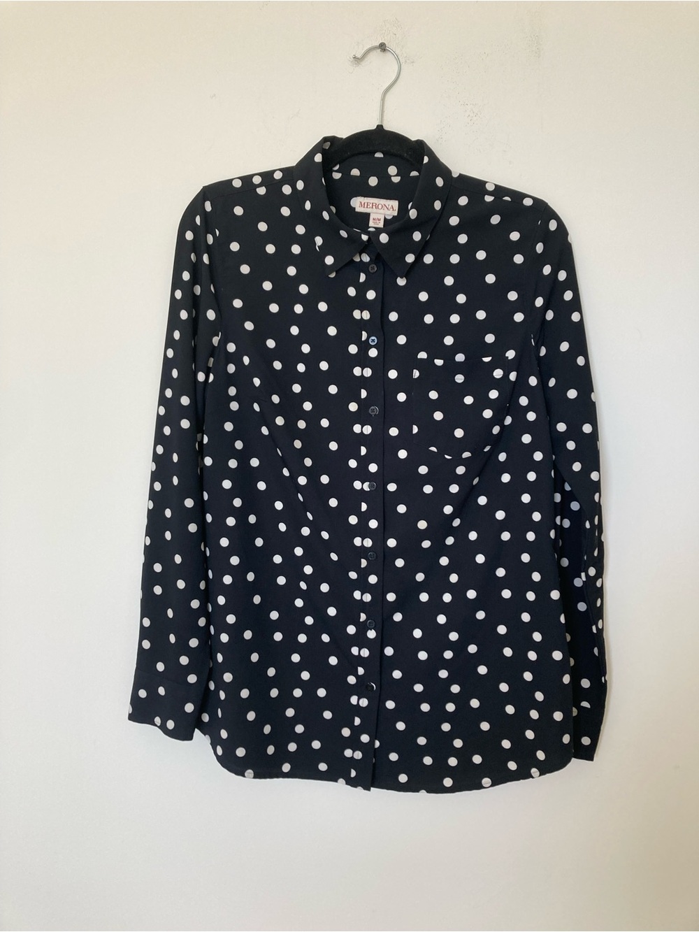Merona Black and White Polka Dot Button-Down Shirt